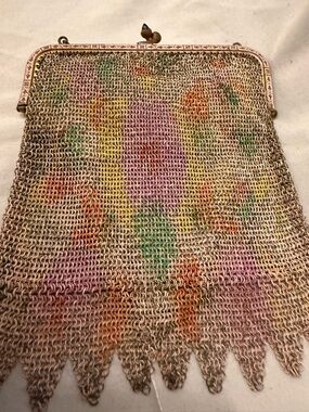 Vintage Whiting and Davis Art Deco Dresden Metal Mesh Evening Bag in Multicolor
